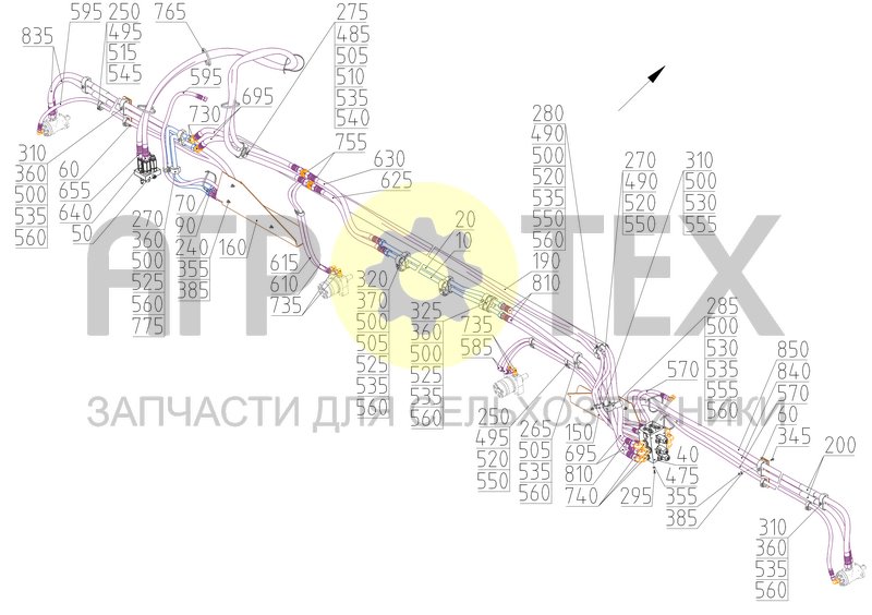 Чертеж Гидрооборудование привода транспортеров (2.09.08.000-01)